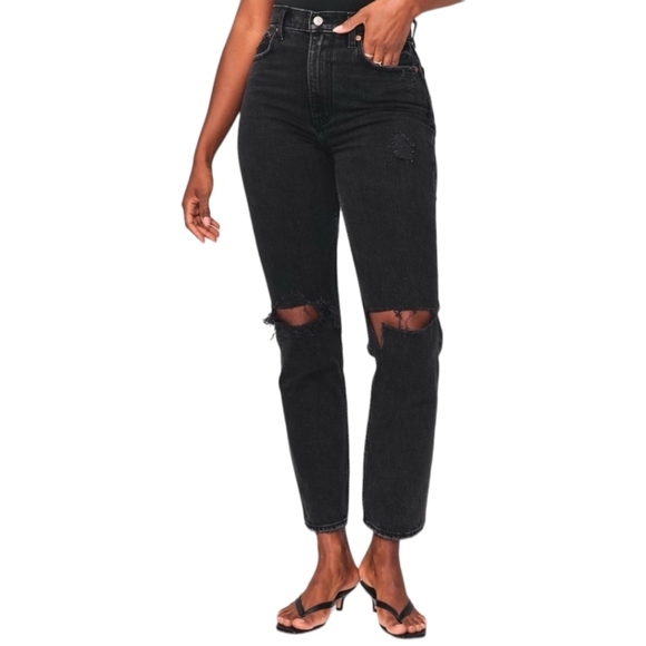 Abercrombie & Fitch 26 Short Curve Love '90s Straight Ultra High Rise Jean Black - Picture 16 of 16